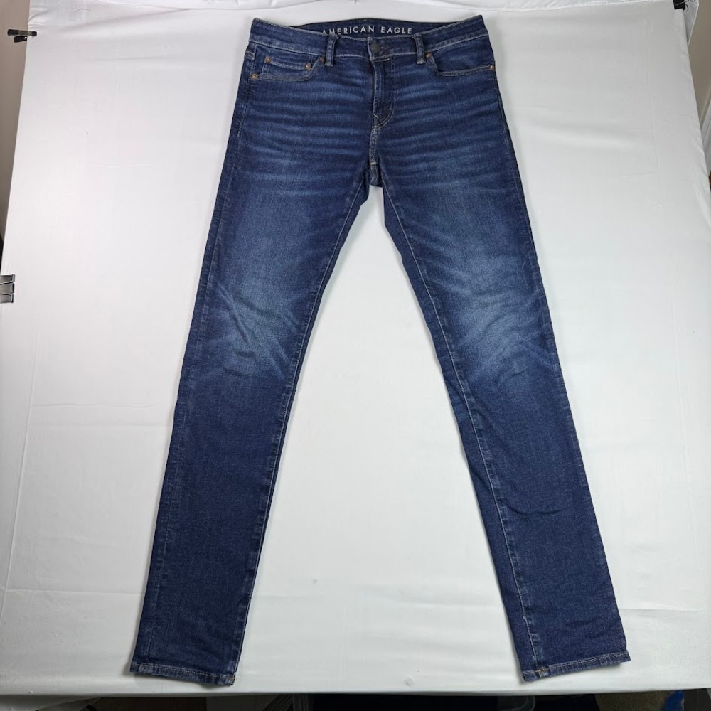 American Eagle Mens Airflex 360 Skinny Jeans Dark Wash Blue 32x36 (35) Stretch
